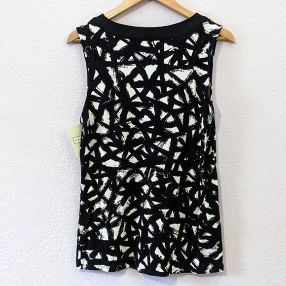 Merona Abstract Geometric Print Sleeveless Top, Black / Off-white, XXL - Picture 2 of 6